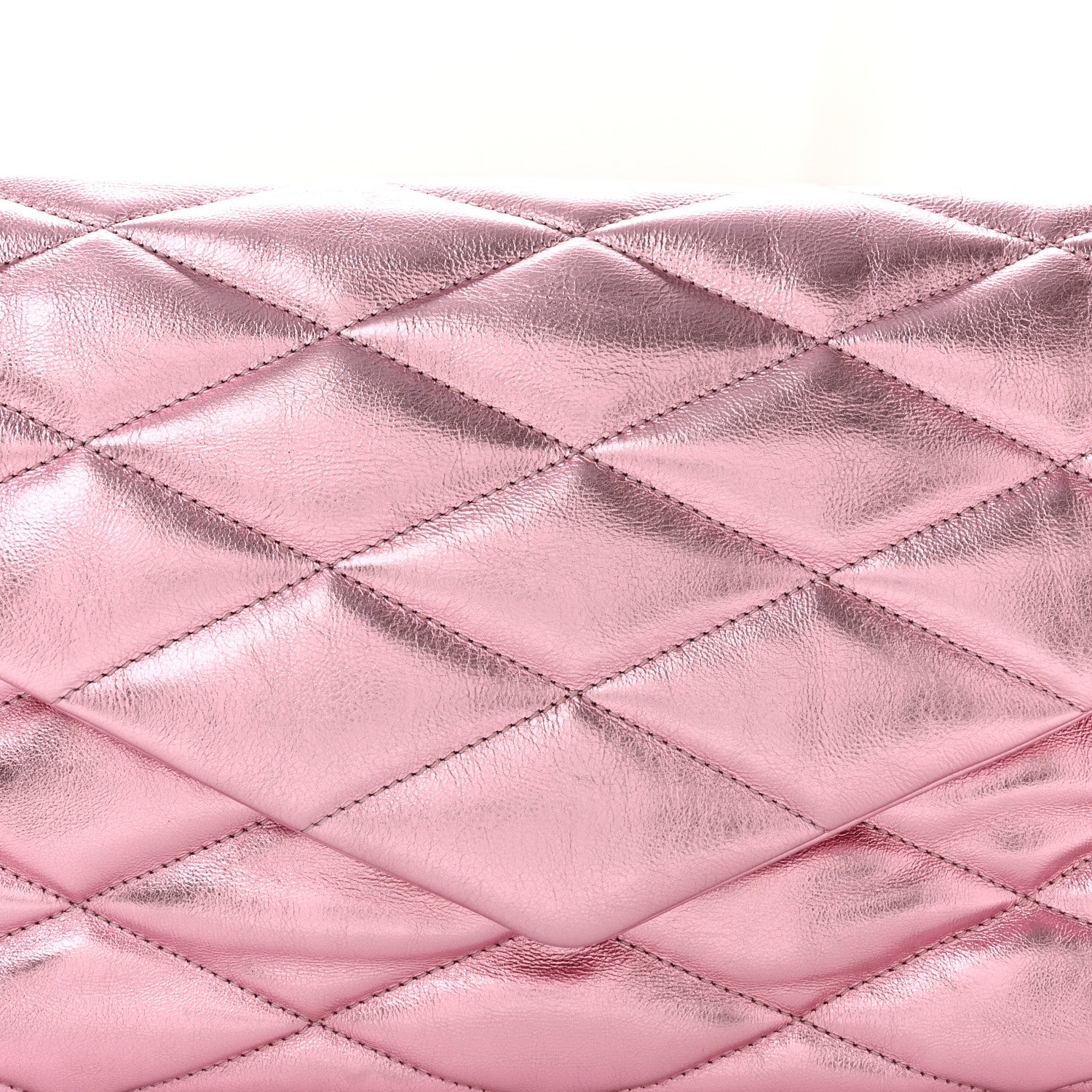 Saint Laurent Metallic Lambskin Quilted Sade Puffer Envelope Clutch New Azalea 8 of 10