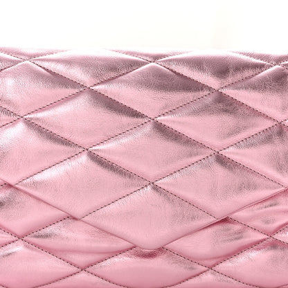 Saint Laurent Metallic Lambskin Quilted Sade Puffer Envelope Clutch New Azalea 8 of 10