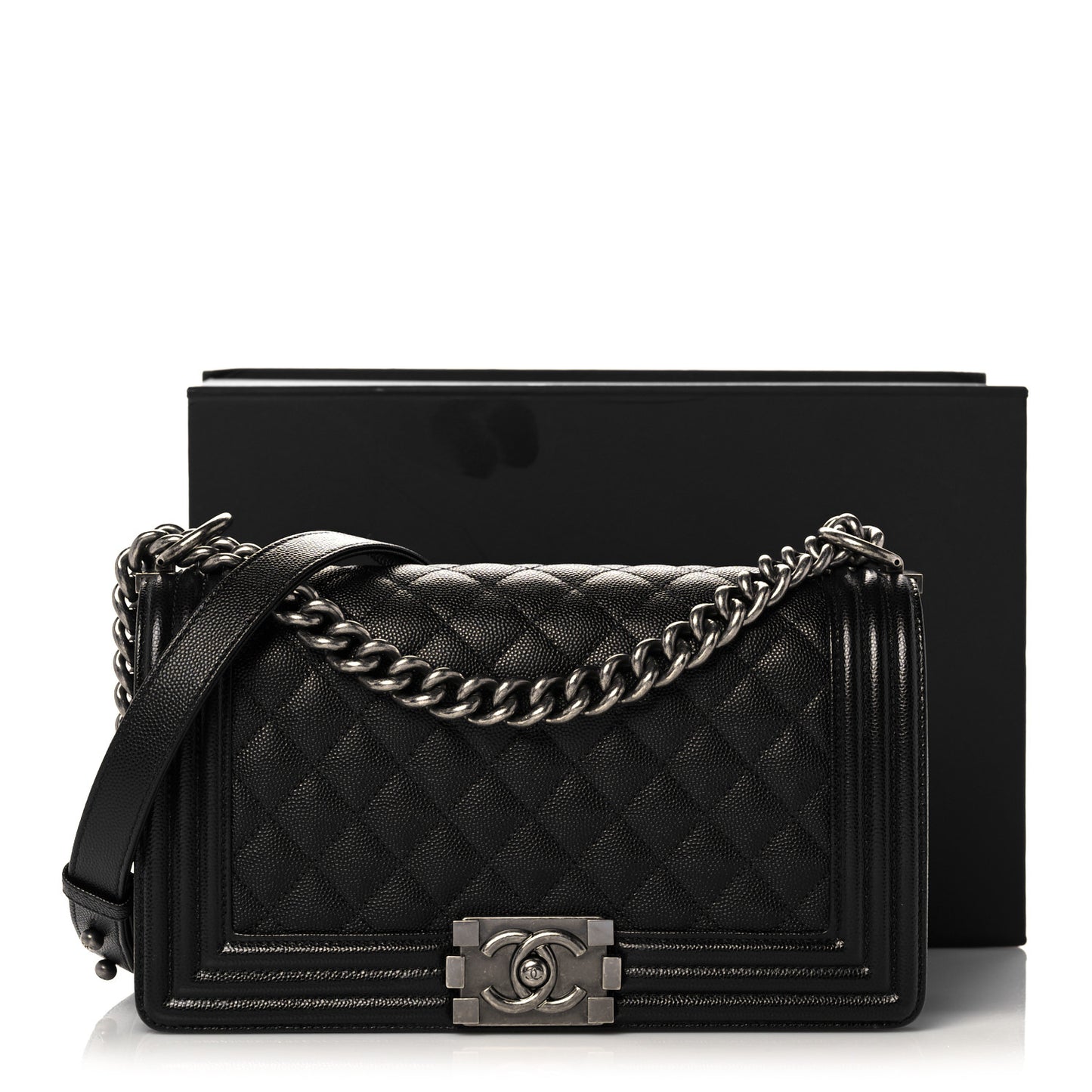 Caviar Quilted Medium Boy Flap Black