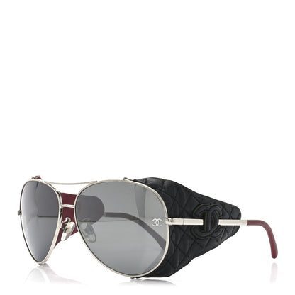 Chanel Titanium Lambskin CC Pilot Sunglasses 4192-Q-A Black 1 of 6