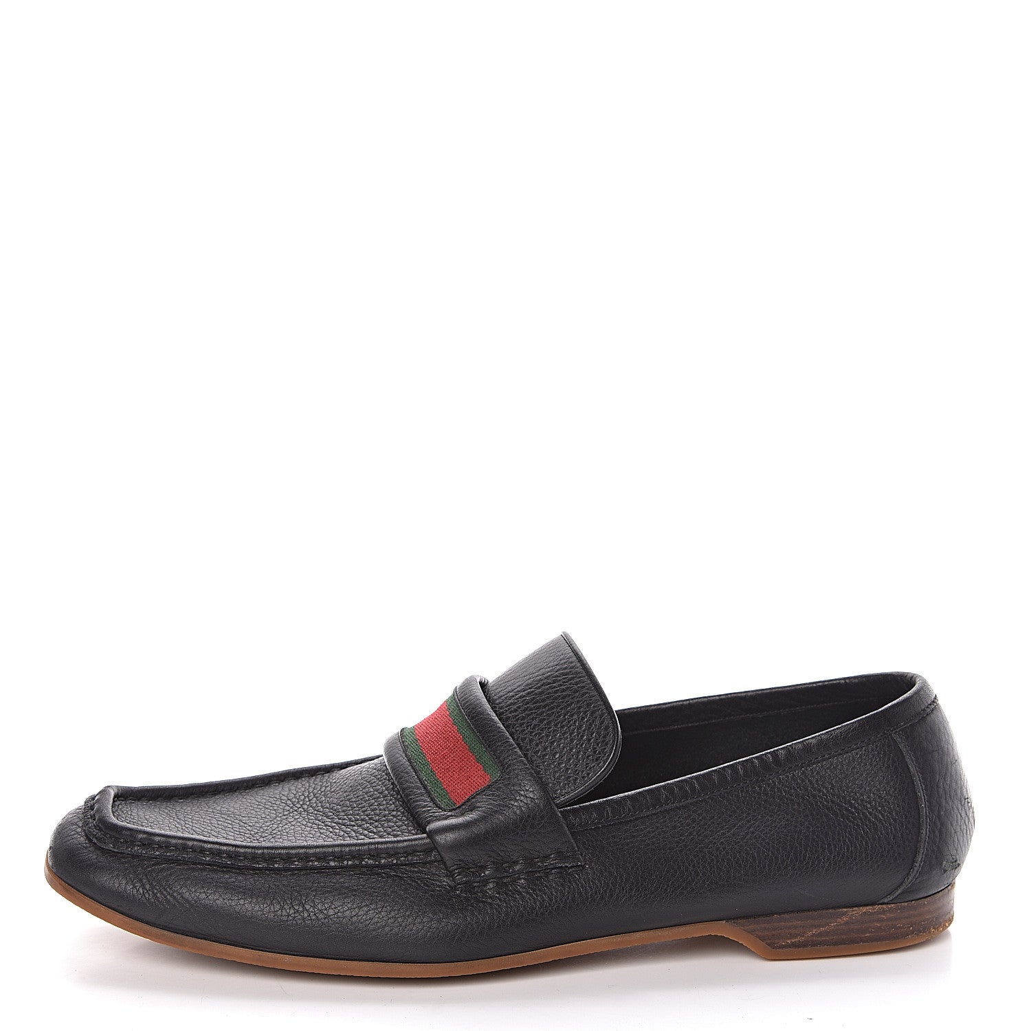 Gucci Calfskin Mens Web Loafers 12 Black 1 of 9