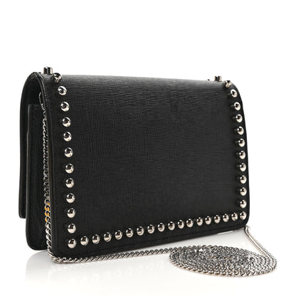 Fendi Vitello Elite Mink Fur Studded Karlito Tube Wallet on Chain Black 3 of 11