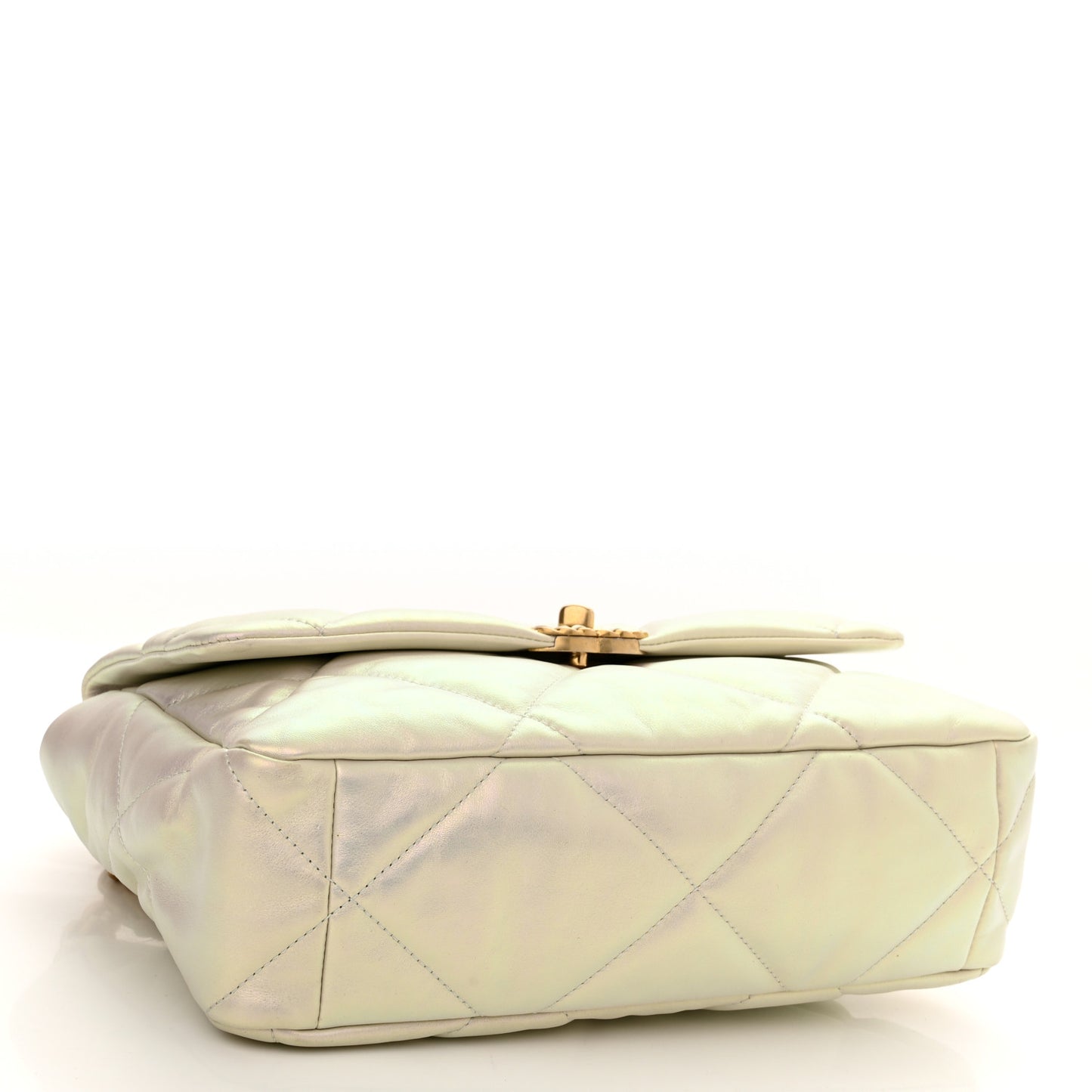 Iridescent Calfskin Quilted Medium Chanel 19 Flap White