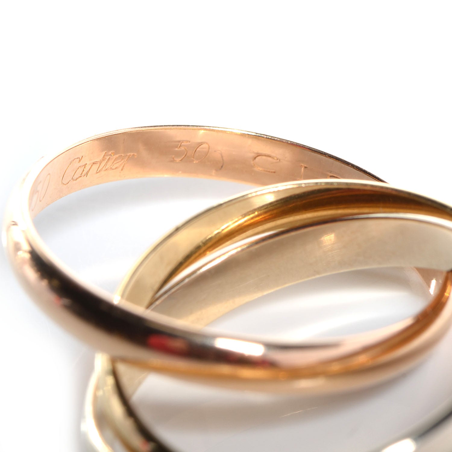 Cartier 18k Pink Yellow White Gold Trinity Ring 50 US 5.25 5 of 5