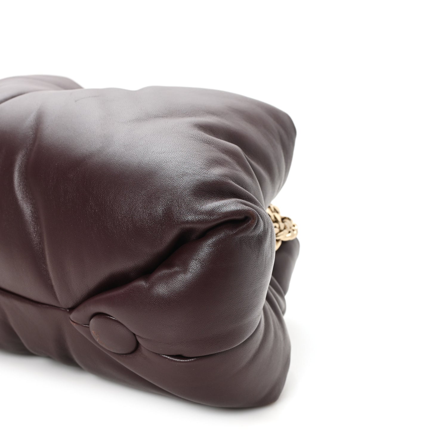 Lambskin Puffy Tobo Chain Shoulder Bag Chocolate