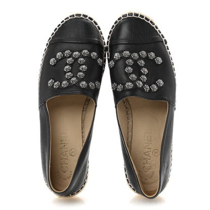 Chanel Lambskin Camellia CC Stud Espadrilles 39 Black 2 of 10