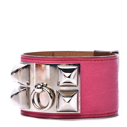 Hermes Taurillon Gaucho Collier de Chien CDC Bracelet S Fuchsia 1 of 8