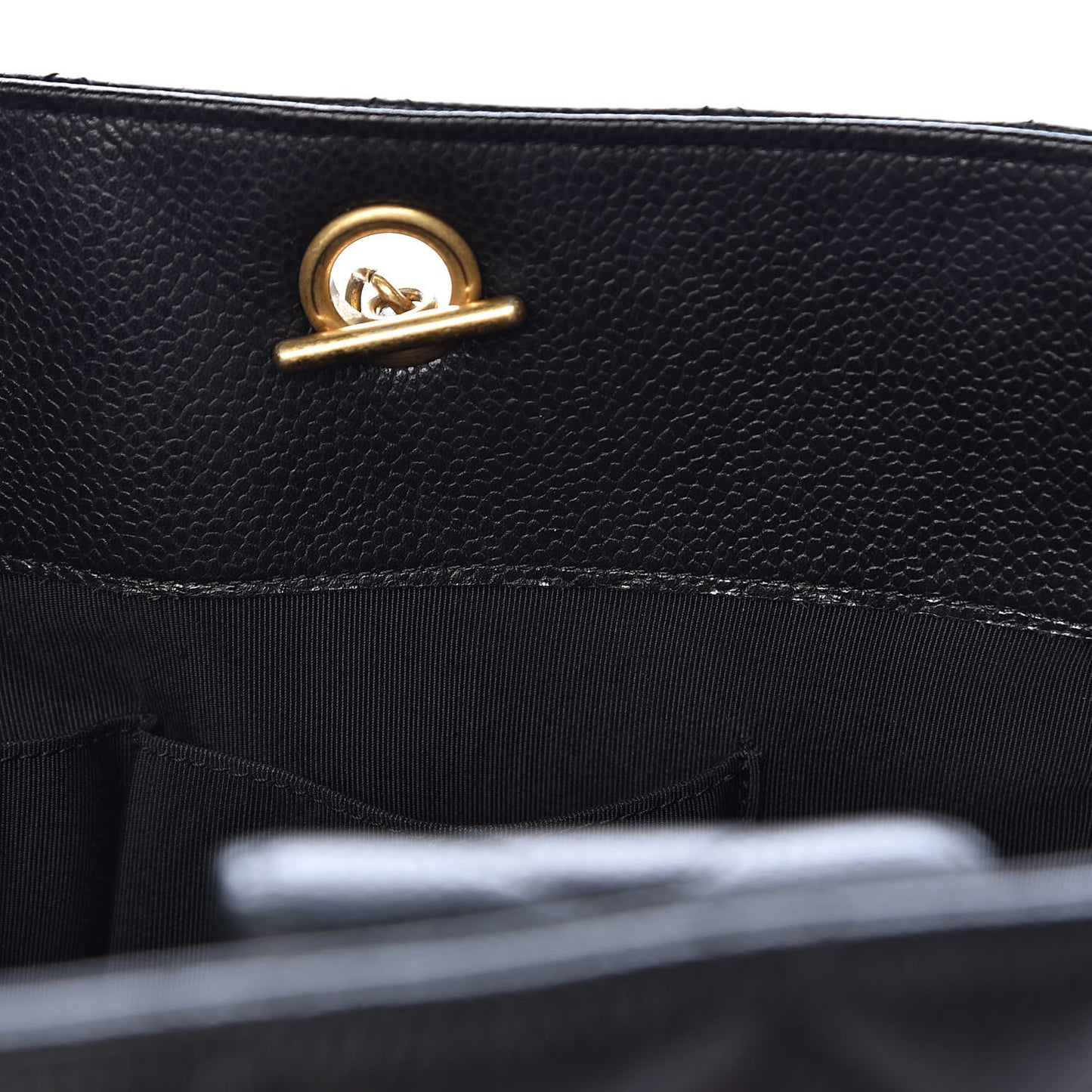 Caviar Quilted Large Shopping Tote Black