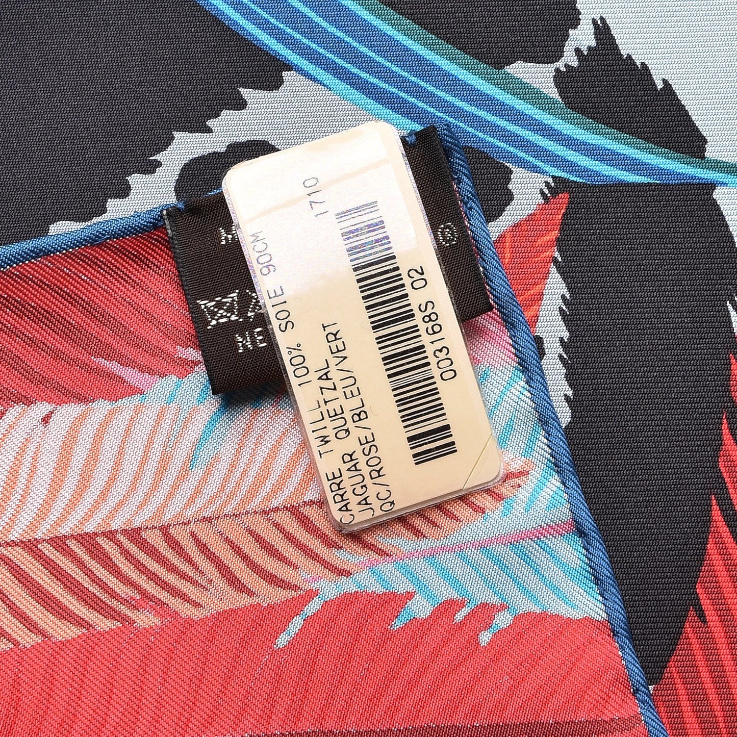 Silk Jaguar Quetzal Scarf 90 Quetsche Rose Bleu Vert