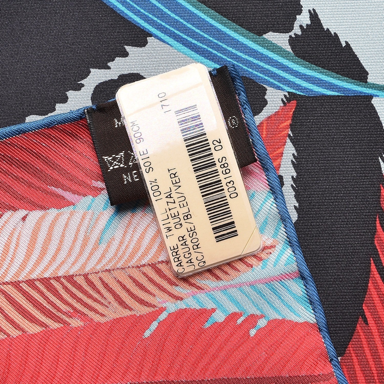 Hermes Silk Jaguar Quetzal Scarf 90 Quetsche Rose Bleu Vert 6 of 6