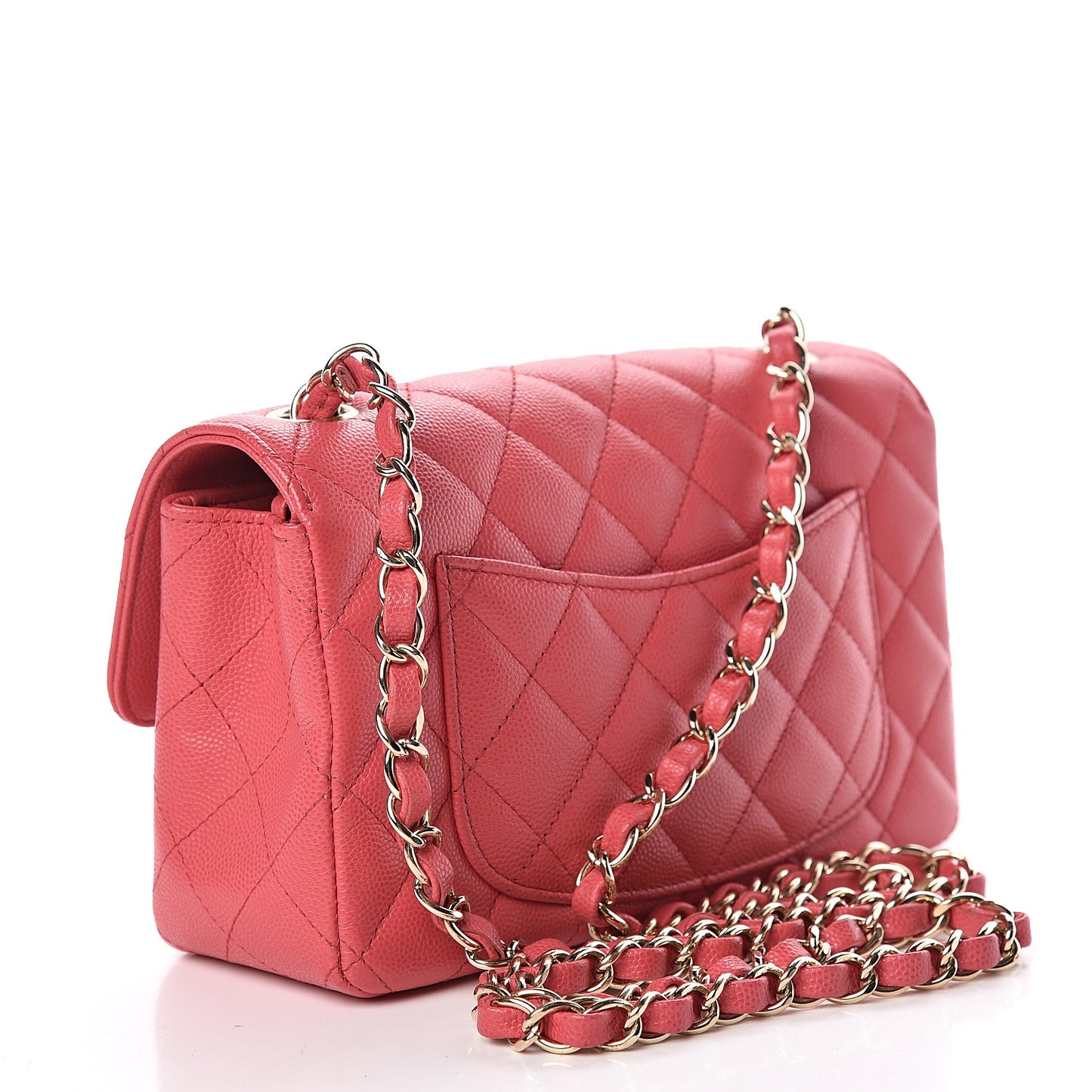 Caviar Quilted Mini Rectangular Flap Dark Pink