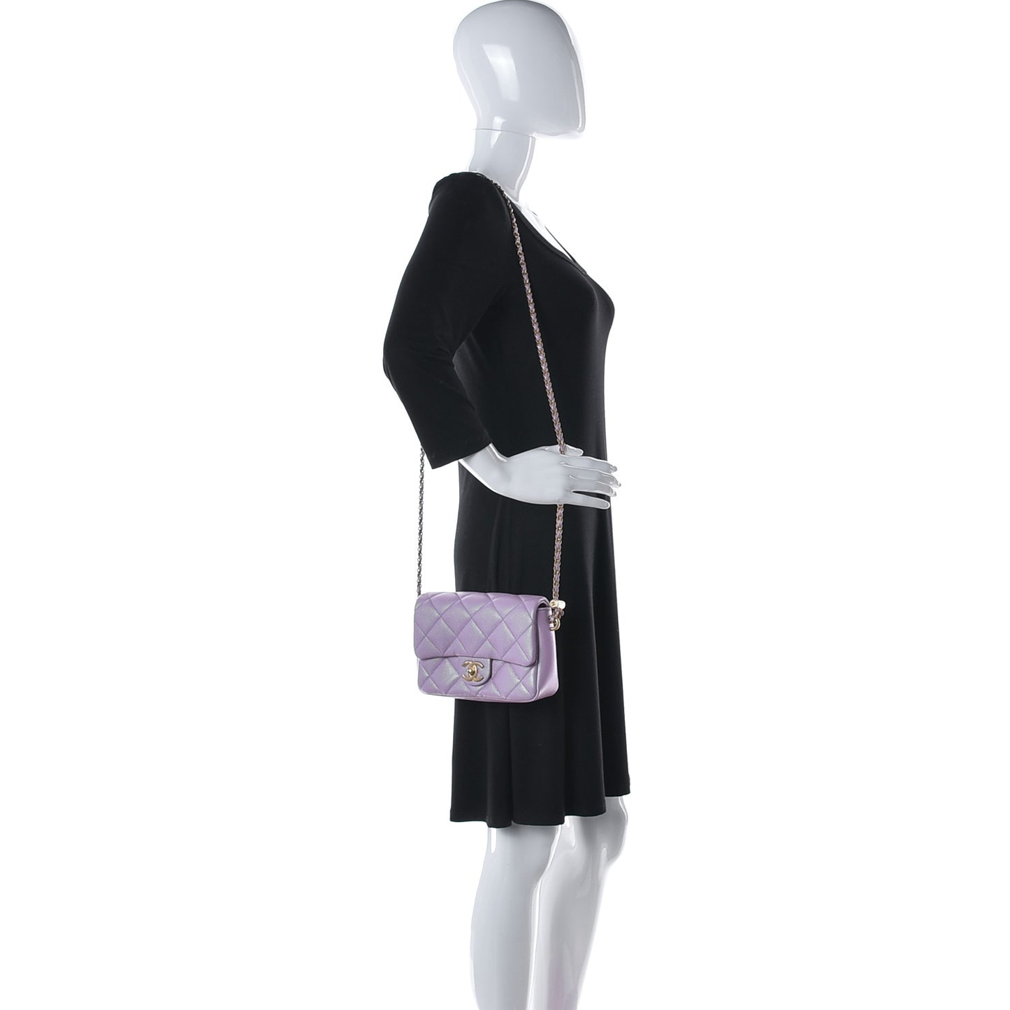 Iridescent Caviar Quilted Mini My Perfect Flap Pink