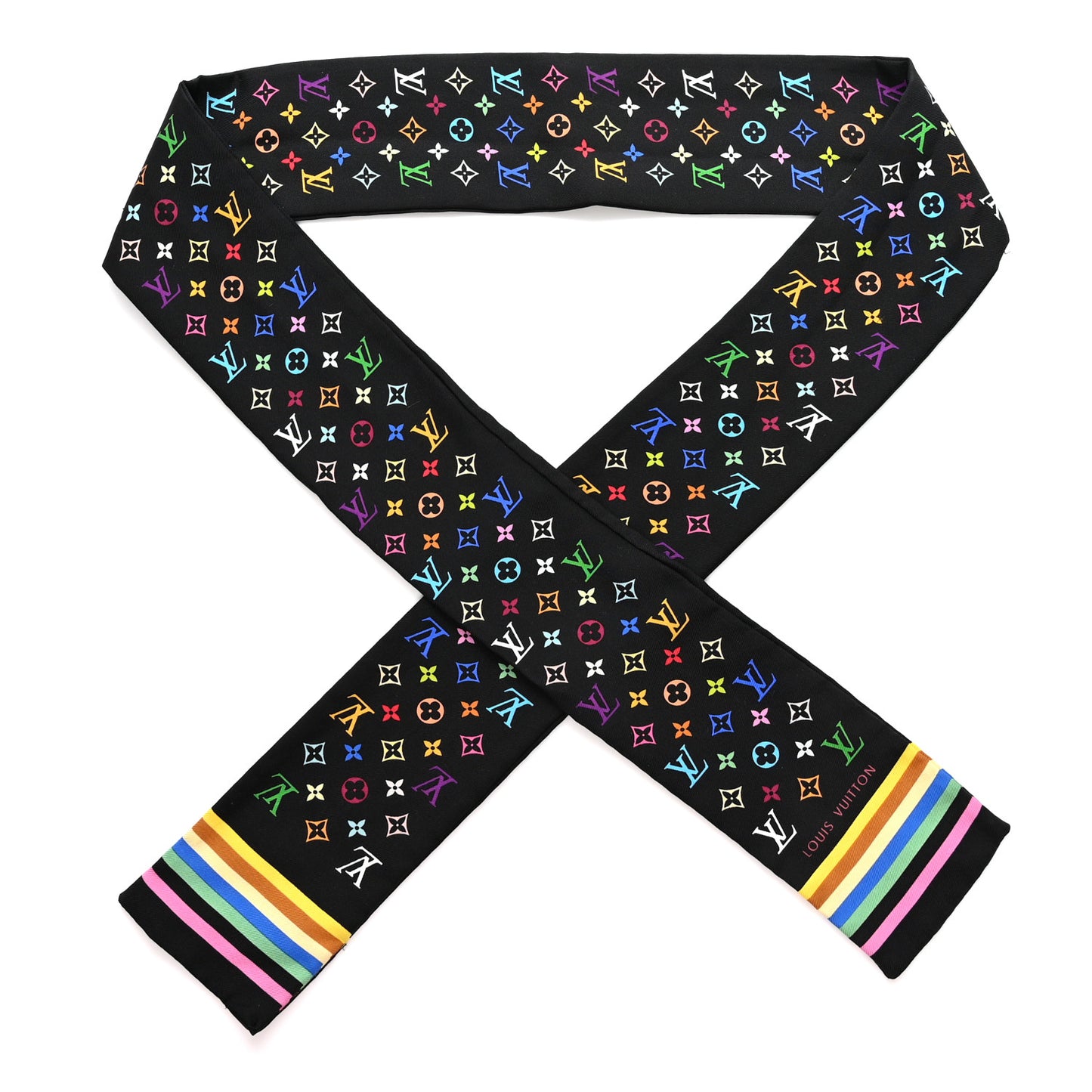 Silk Monogram Multicolor Bandeau Black