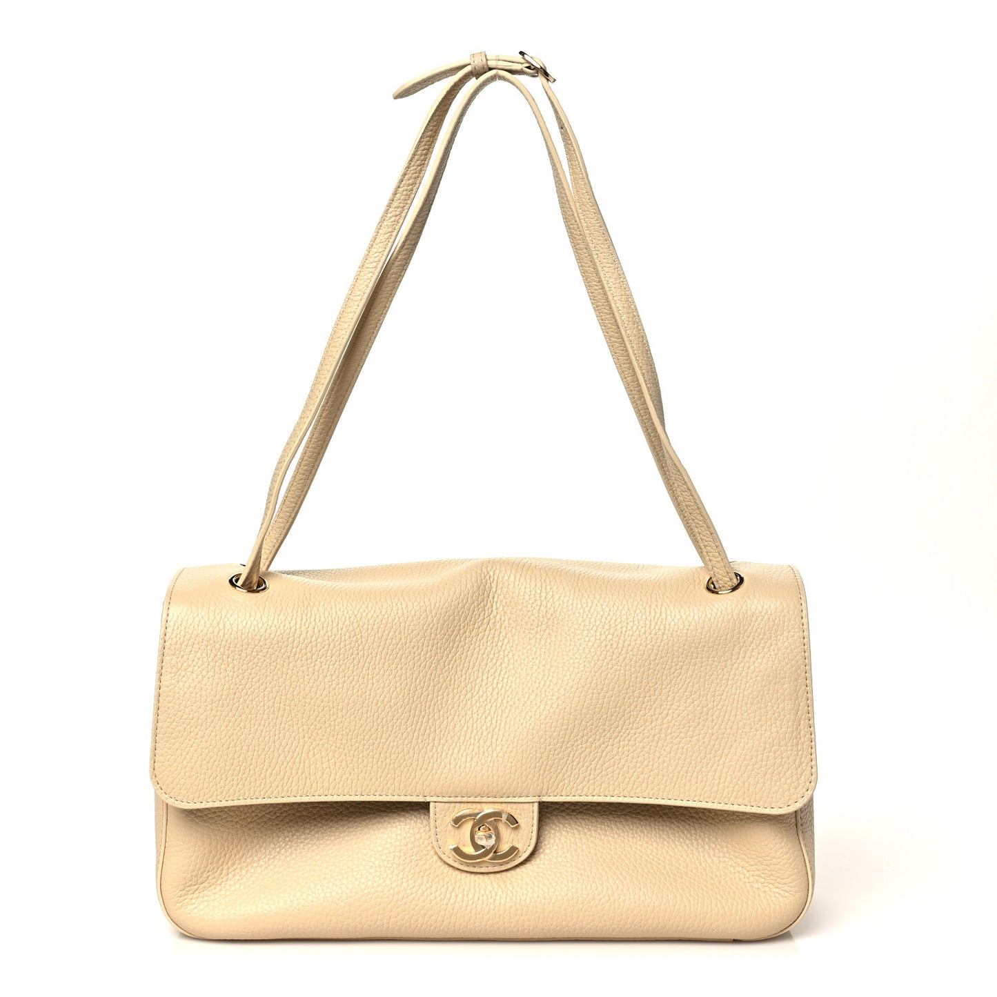 Grained Calfskin Small Souplissimo Maxi Flap Beige