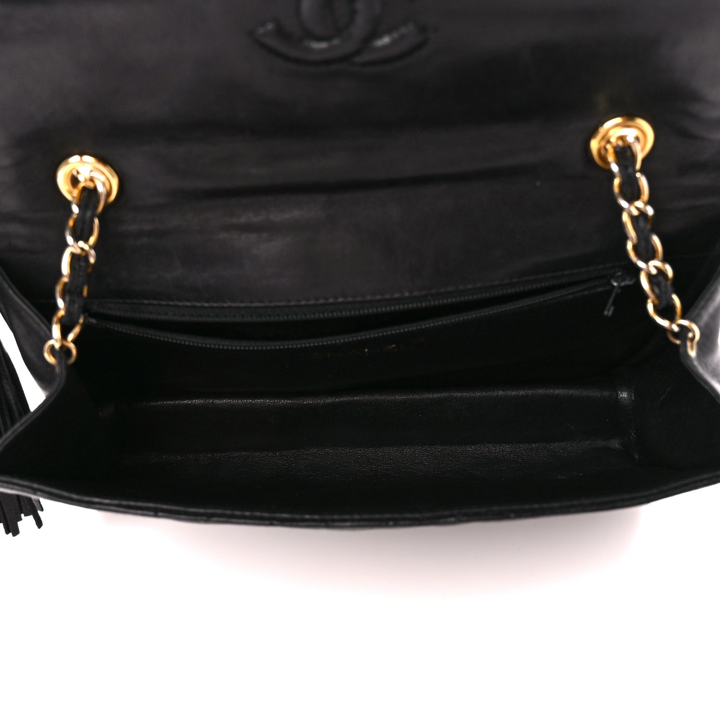 Lambskin Quilted Tassel Flap Black