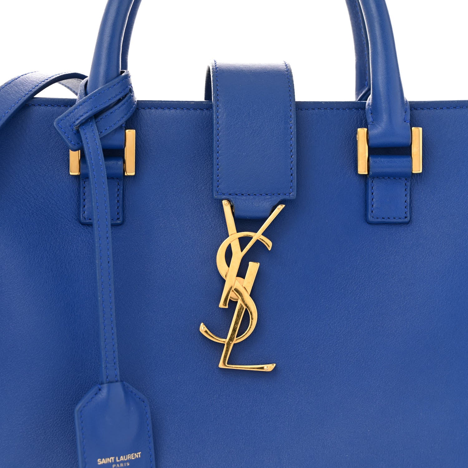 Saint Laurent Calfskin Small Monogram Cabas Blue Majorelle 8 of 15