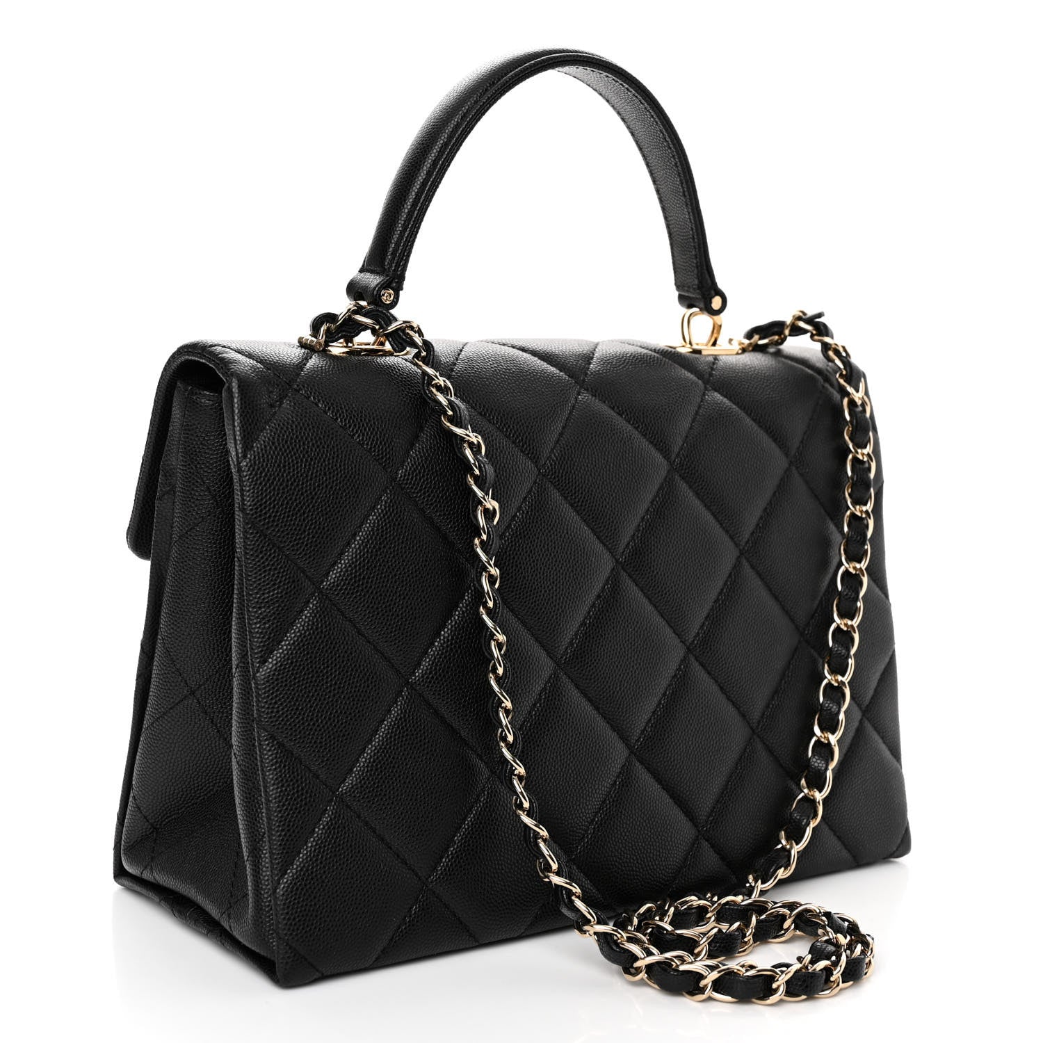 Chanel Caviar Quilted Medium Retro Twist Top Handle Flap Black 3 of 10