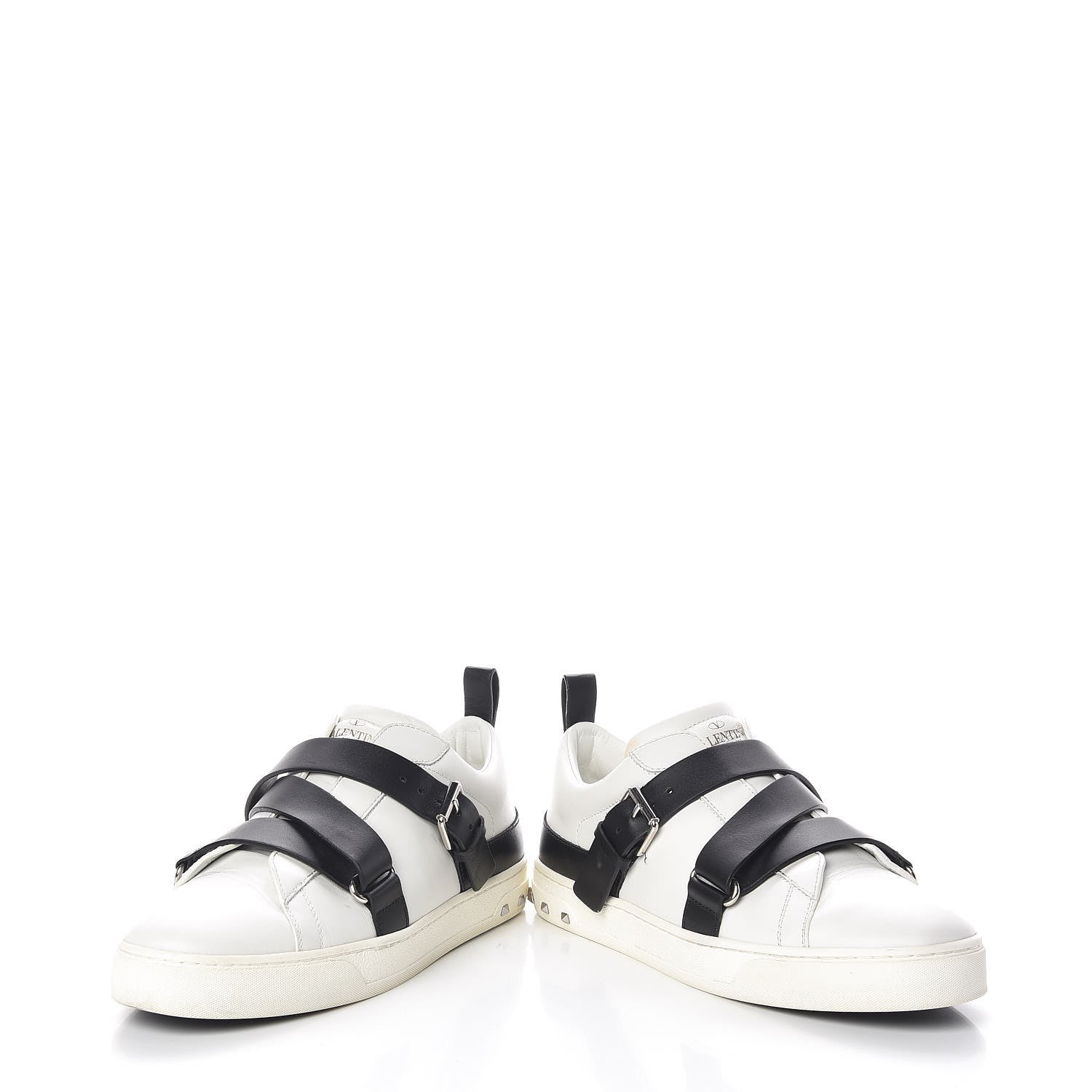 Valentino Garavani Calfskin Womens V Punk Low Top Sneakers 37.5 White Black 6 of 10