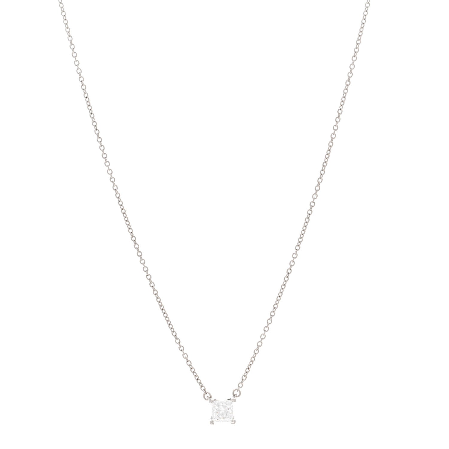 Tiffany Platinum Diamond .47ct Solitaire Pendant Necklace 1 of 5