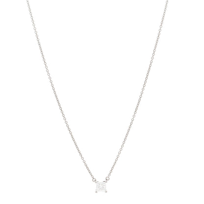 Tiffany Platinum Diamond .47ct Solitaire Pendant Necklace 1 of 5