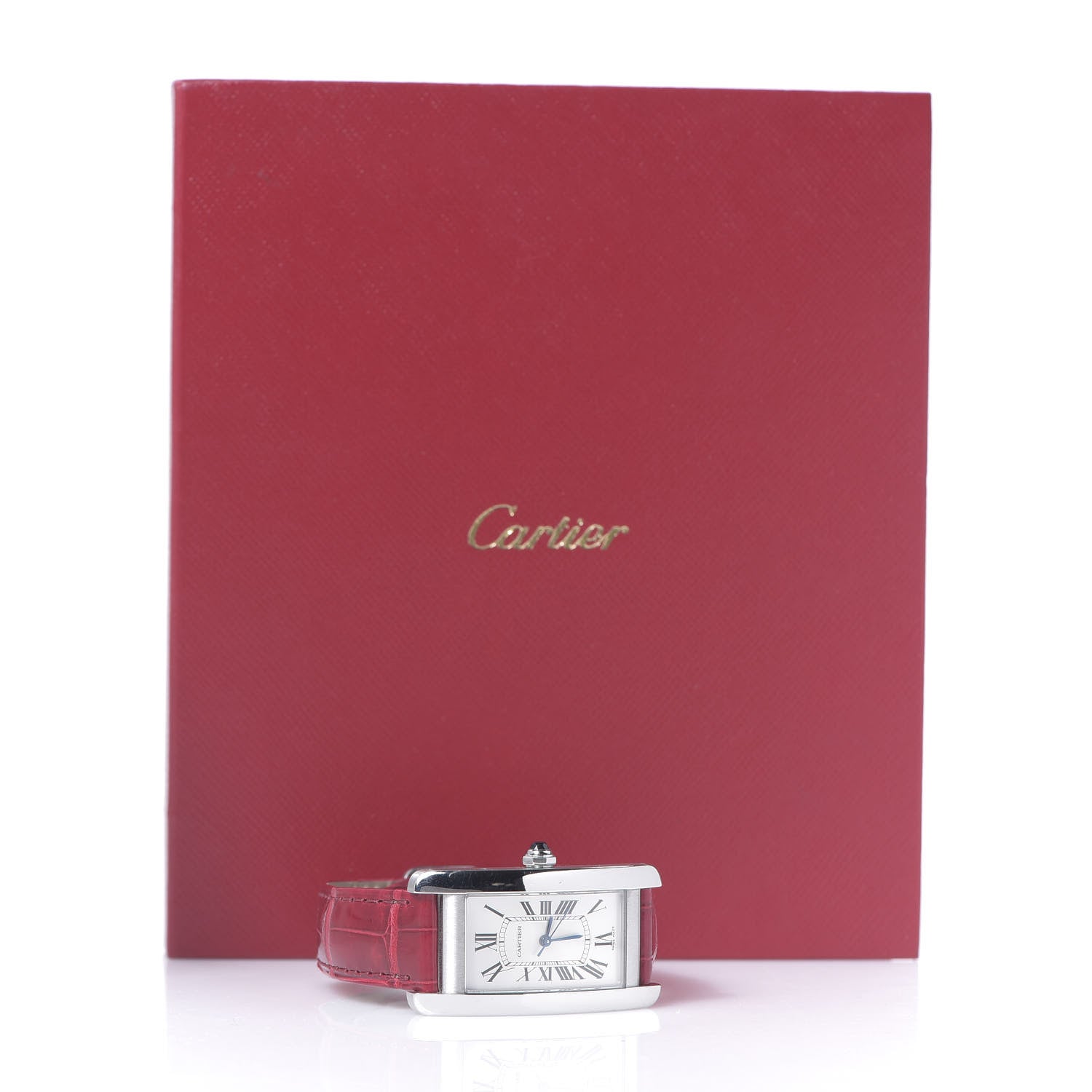 Cartier Stainless Steel Alligator 23mm Tank Americaine Automatic Watch Red 9 of 9