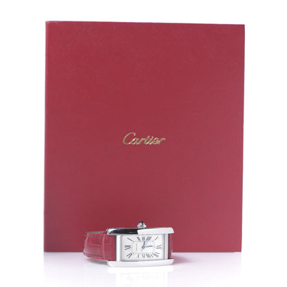 Cartier Stainless Steel Alligator 23mm Tank Americaine Automatic Watch Red 9 of 9