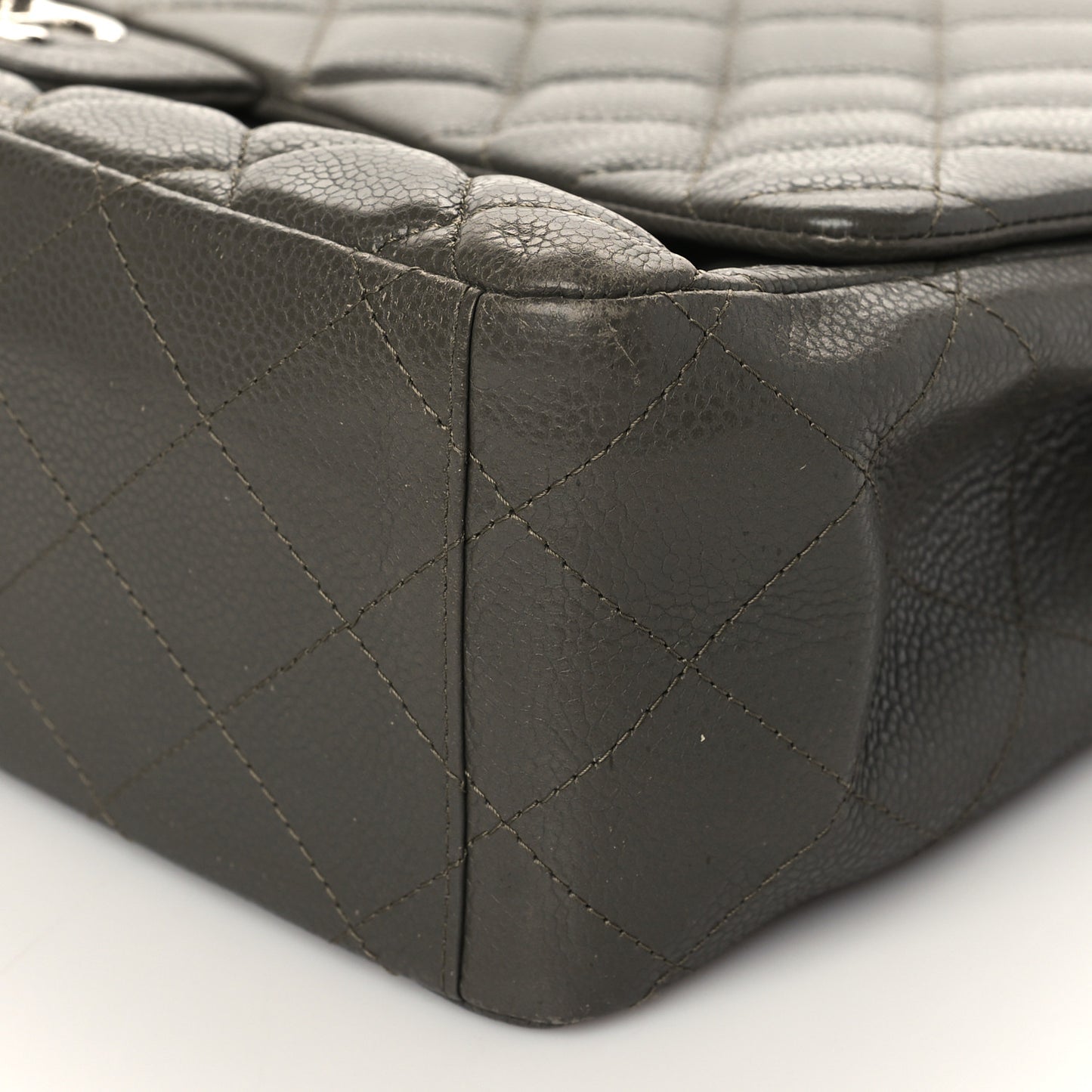 Caviar Quilted Maxi Single Flap Grey