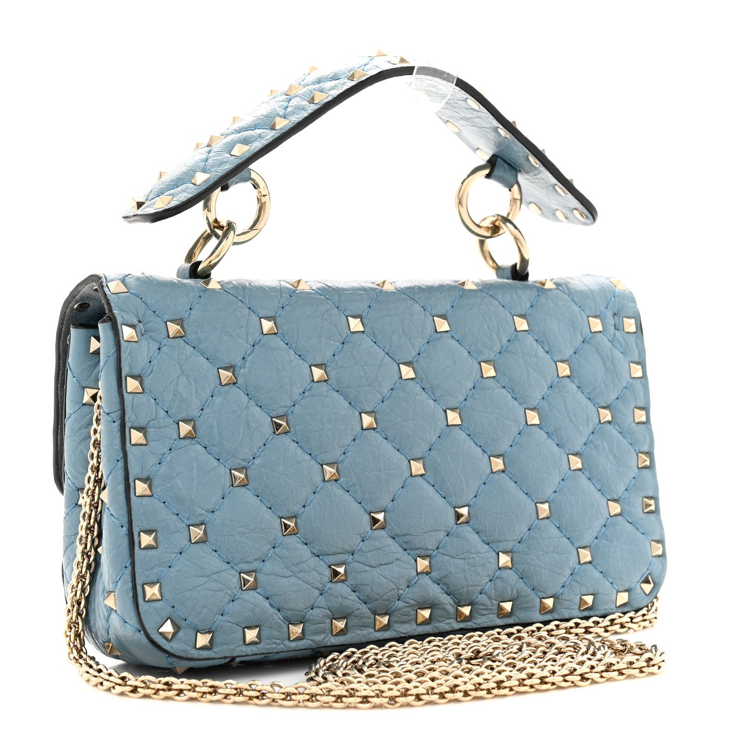 Valentino Garavani Nappa Small Rockstud Spike Shoulder Bag Aqua 3 of 12