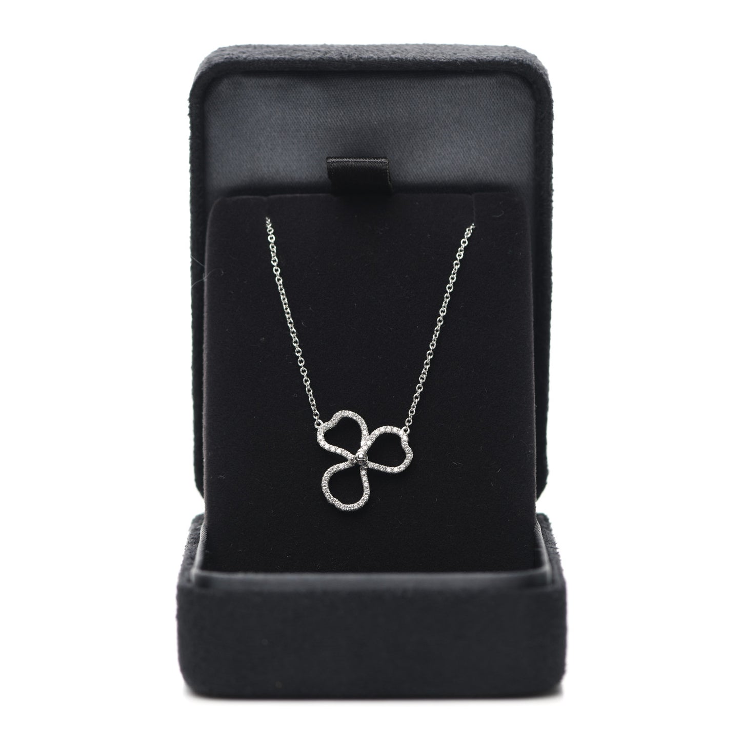 Platinum Diamond Small Paper Flowers Pendant Necklace