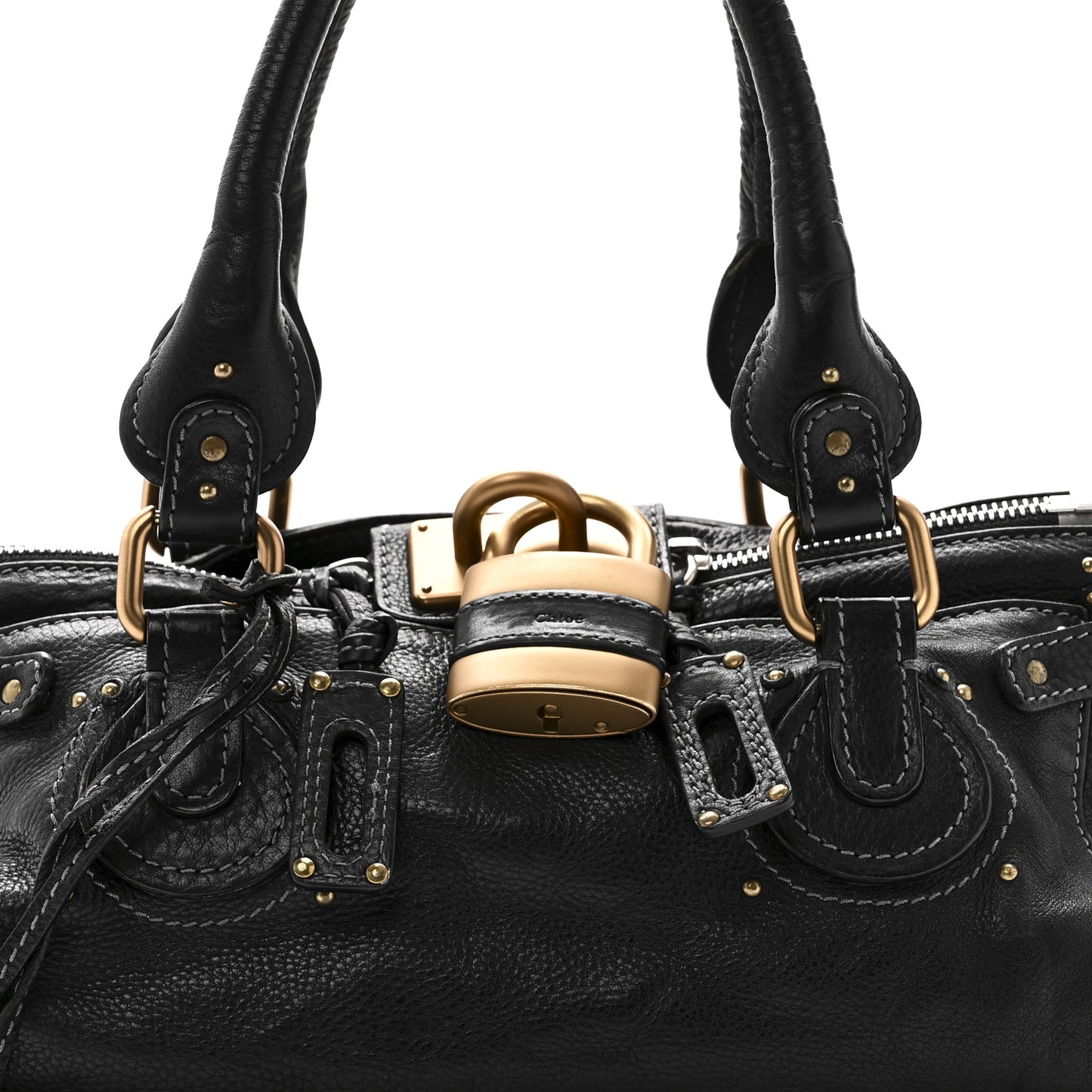 Calfskin Medium Paddington Satchel Black