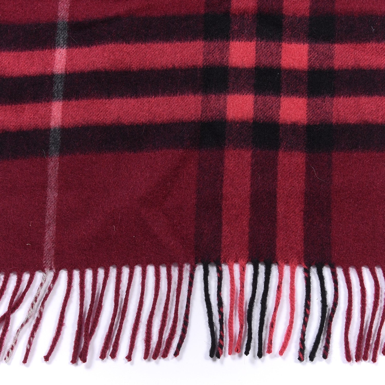 Burberry Cashmere Giant Check Fringe Scarf Dark Red 3 of 4