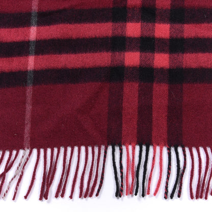 Burberry Cashmere Giant Check Fringe Scarf Dark Red 3 of 4