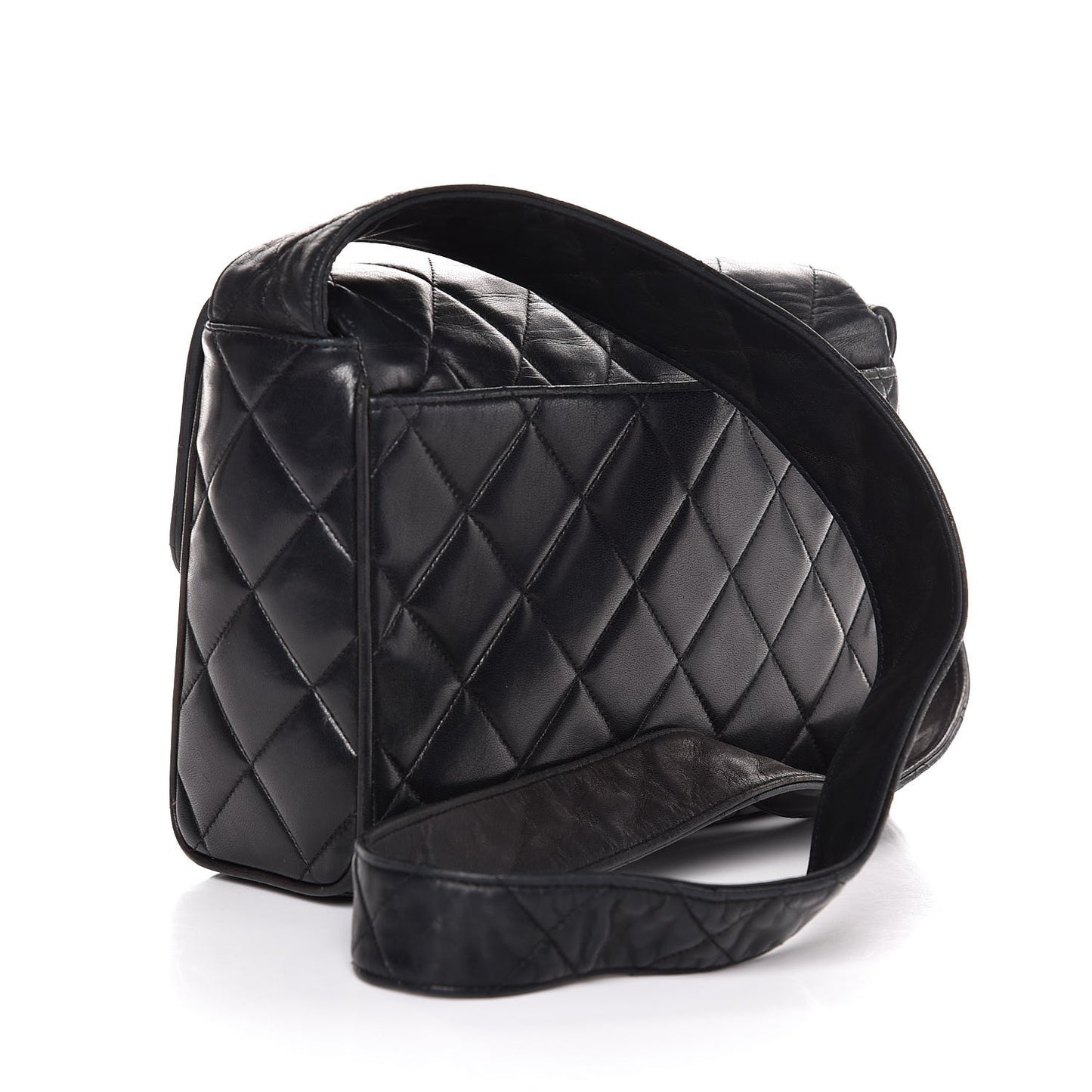 Lambskin Quilted CC Flap Shoulder Bag Black