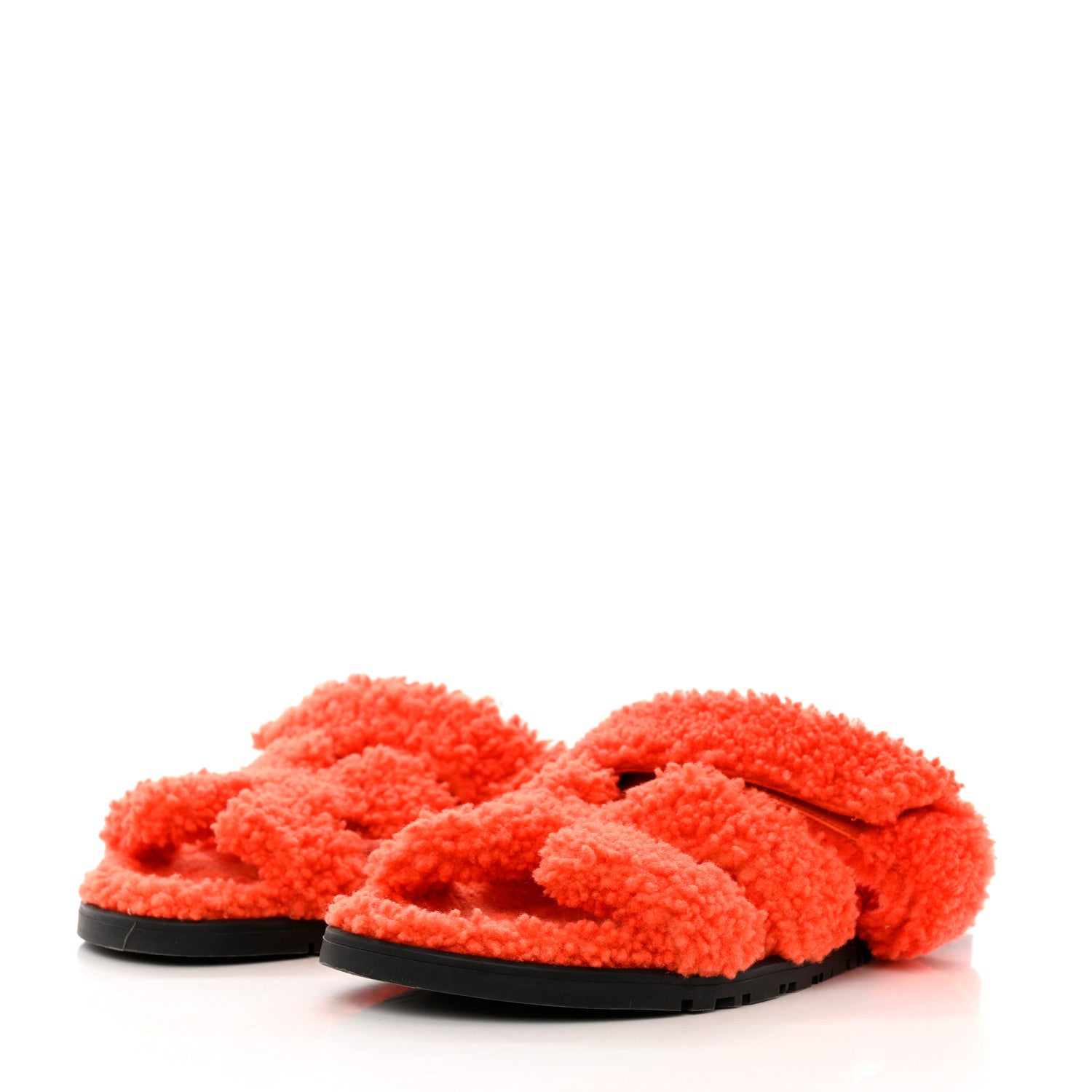 Hermes Woolskin Womens Chypre Sandals 36.5 Orange 3 of 10