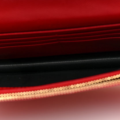 Saint Laurent Grain De Poudre Matelasse Chevron Monogram Envelope Chain Wallet New Red 5 of 9