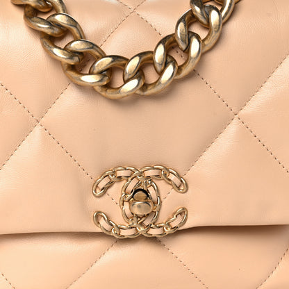 Chanel Lambskin Quilted Large Chanel 19 Flap Beige 7 of 10