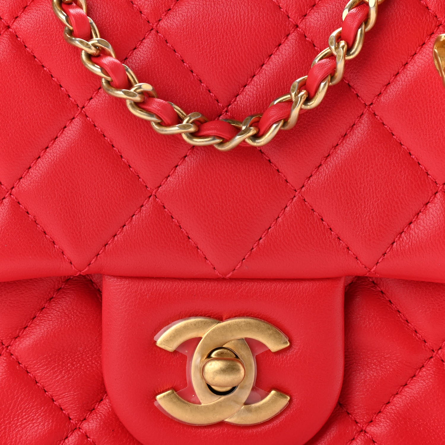 Chanel Lambskin Quilted Mini Pearl Crush Flap Red 10 of 11