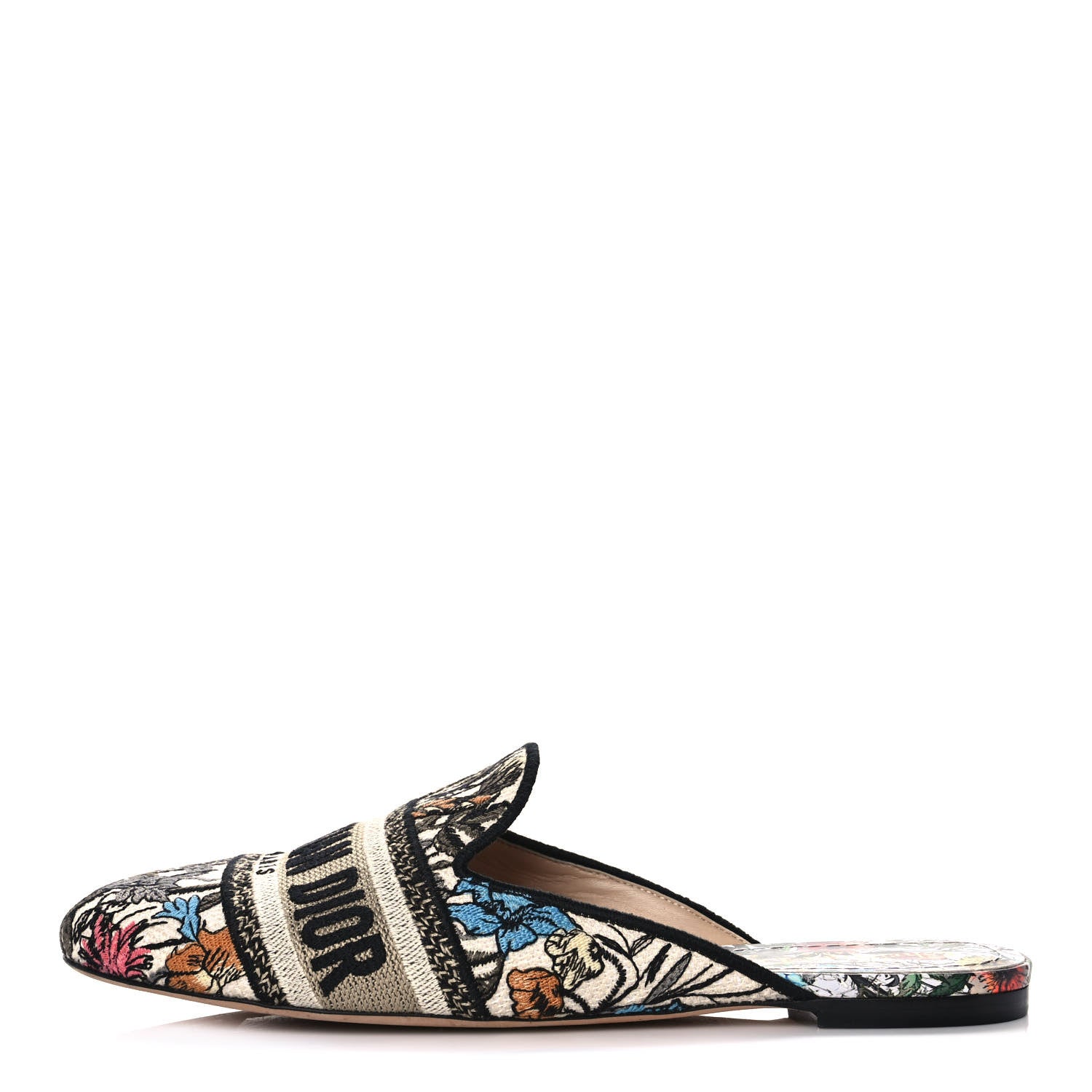 Christian Dior Canvas Cotton Embroidered Mille Fleurs Dioriviera Mules 38 Multicolor 1 of 9