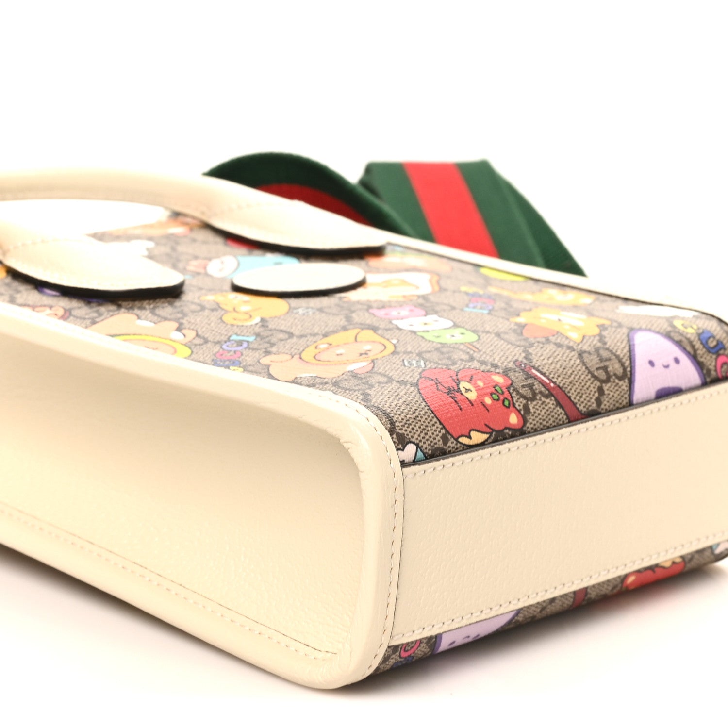 Gucci X PIKARAR GG Supreme Textured Dollar Calfskin Animal Print Mini Vertical Tote Bag Beige Ebony Mystic White Multicolor 9 of 10