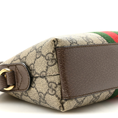 Gucci GG Supreme Monogram Textured Dollar Calfskin Web Small Ophidia Dome Shoulder Bag Beige Ebony New Acero 9 of 13