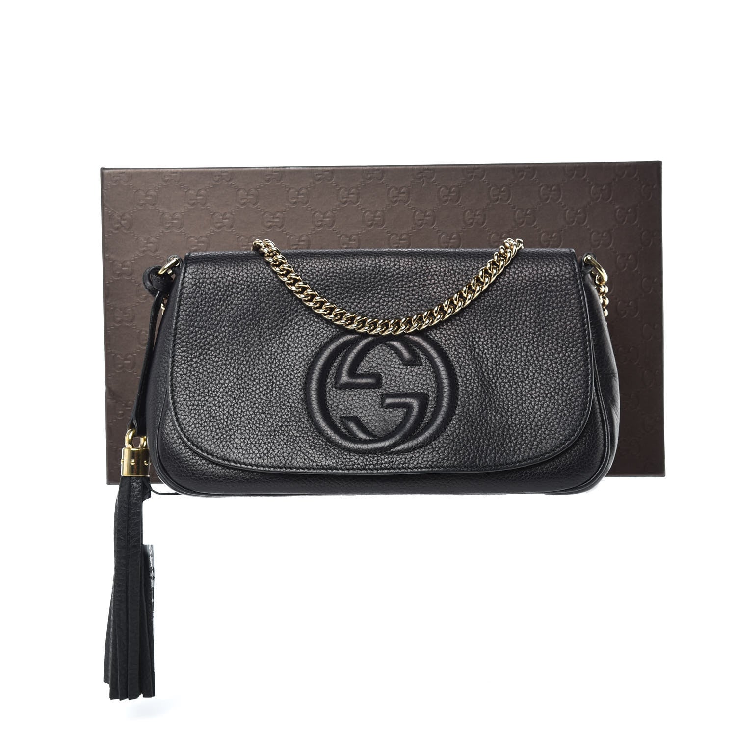 Gucci Pebbled Calfskin Medium Soho Flap Crossbody Black 10 of 10