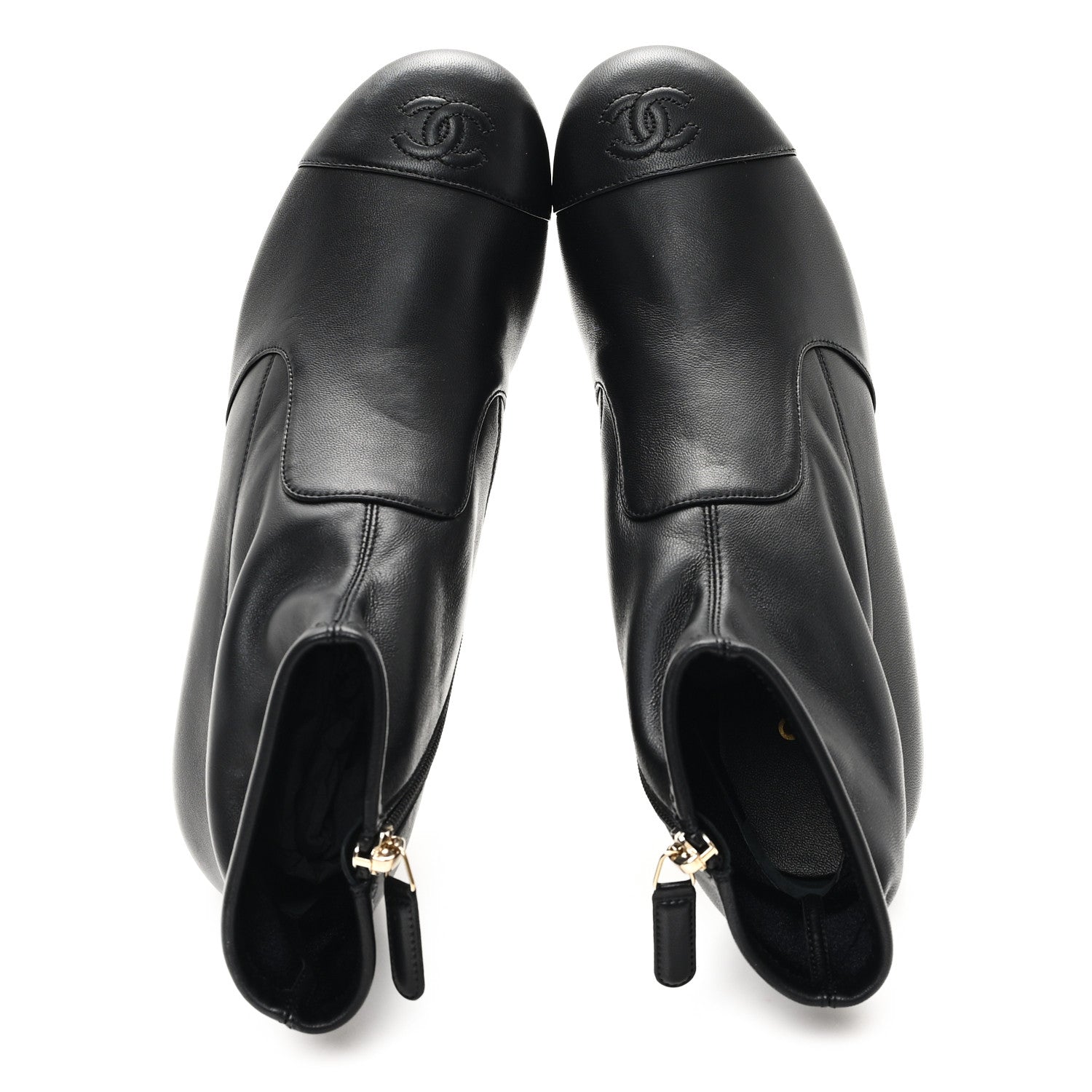 Chanel Stretch Lambskin Cap Toe CC Short Boots 38 Black 2 of 9
