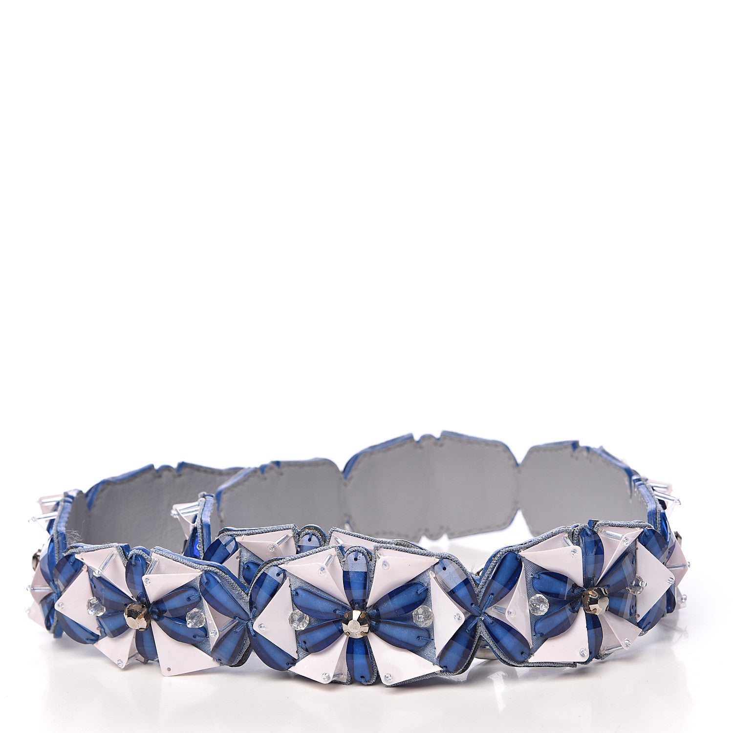 Fendi Calfskin Beaded Crystal Embellished Flower Strap You Ice Blue 2 of 6