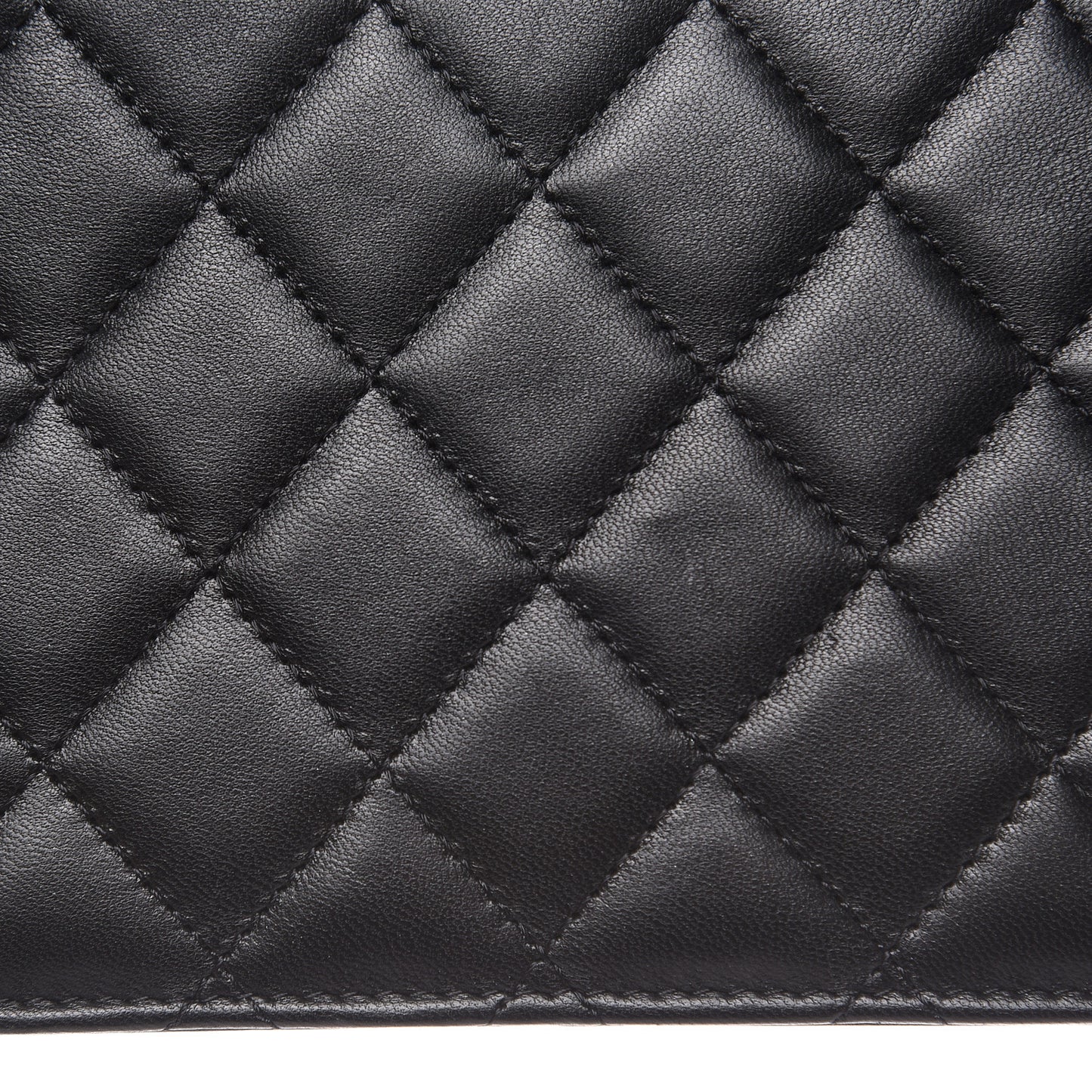 Lambskin Quilted Pearl Wallet On Chain WOC Black