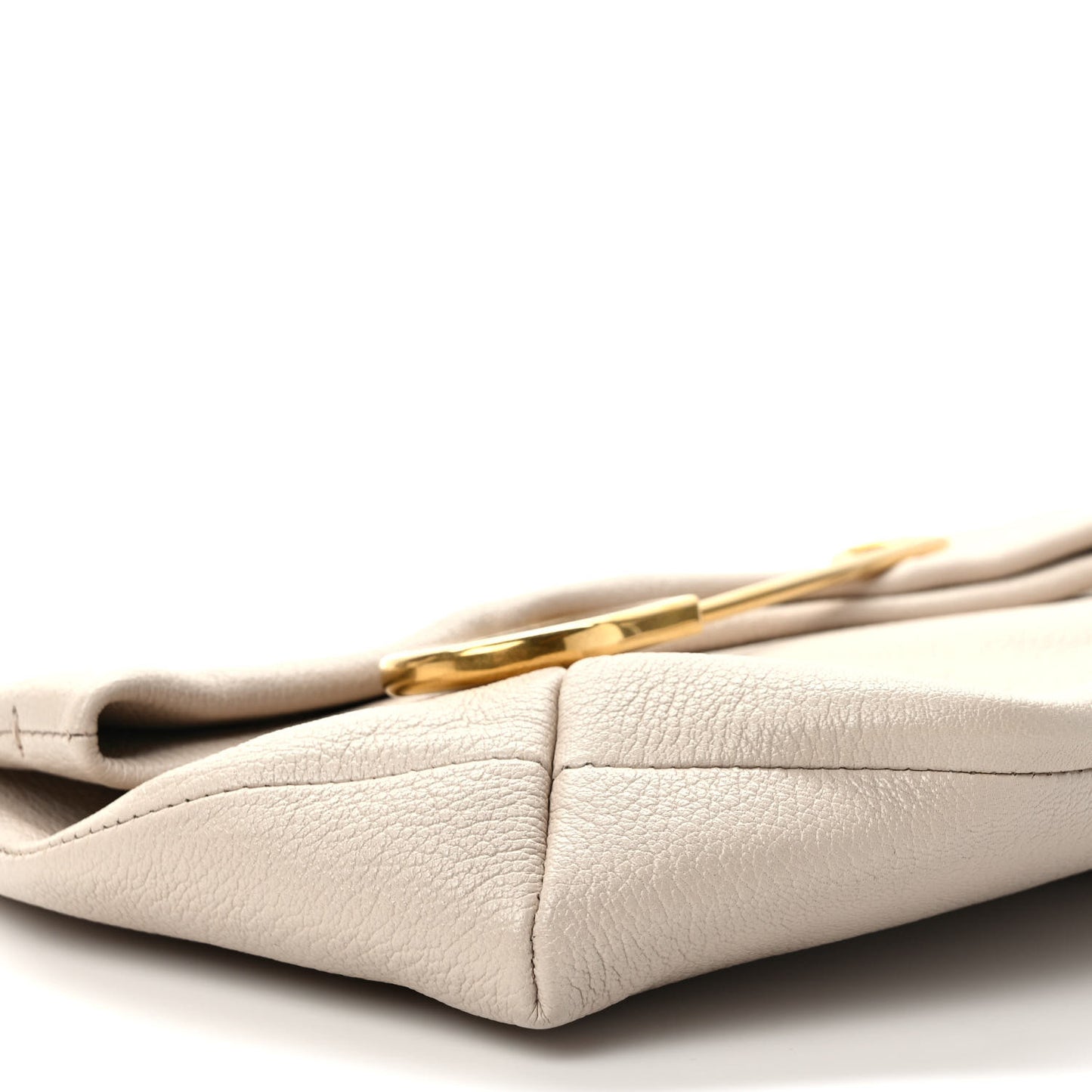 Grained Calfskin Pin Clutch Beige