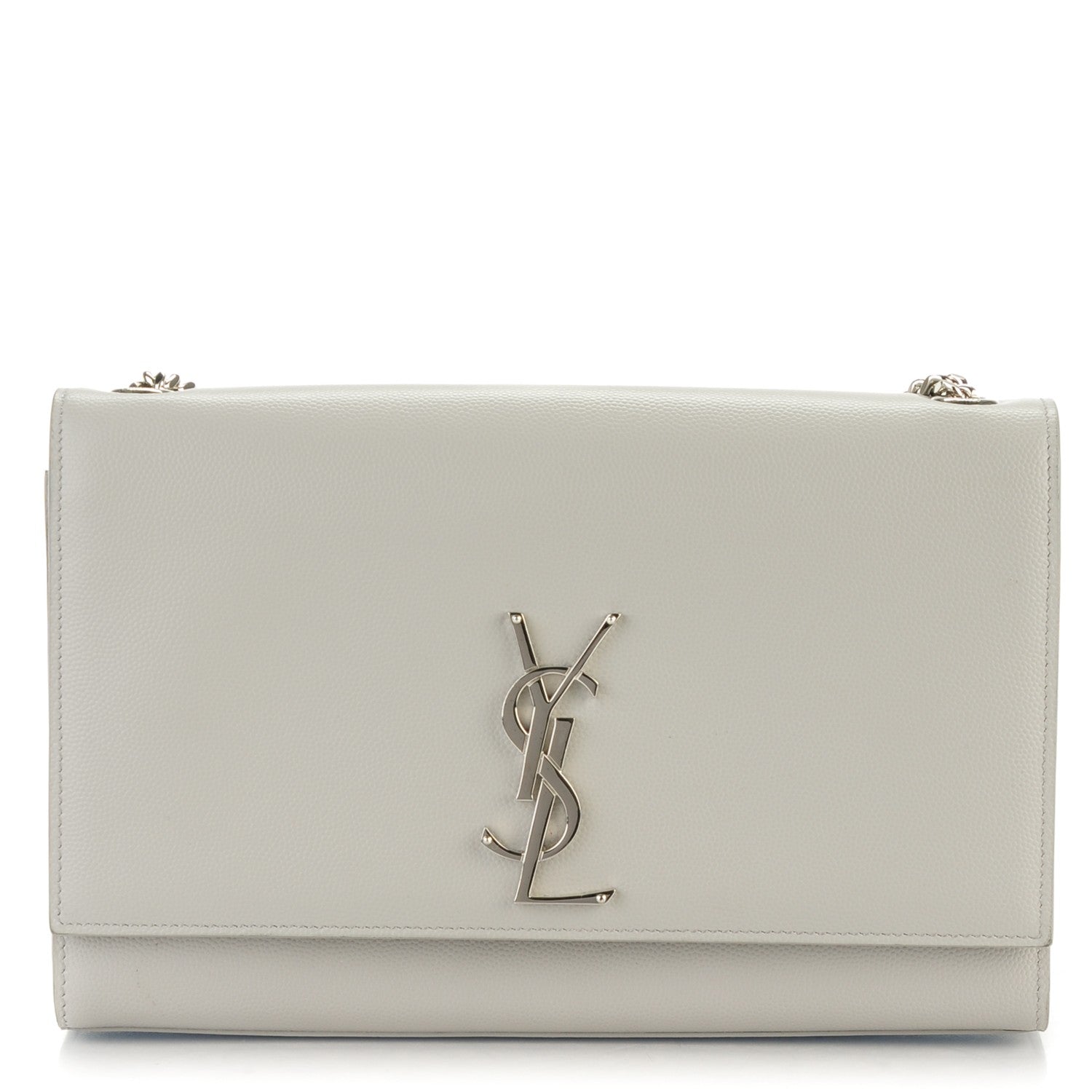 Saint Laurent Grain De Poudre Medium Classic Monogram Kate Satchel Light Gray 1 of 7