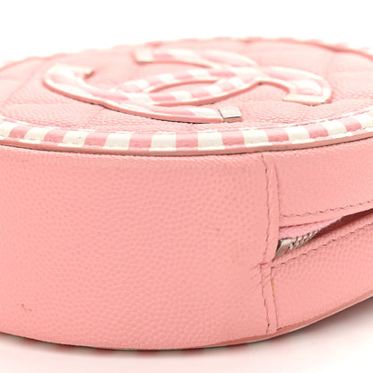 Chanel Caviar Quilted Filigree Round Clutch With Chain Pink White 10 of 11