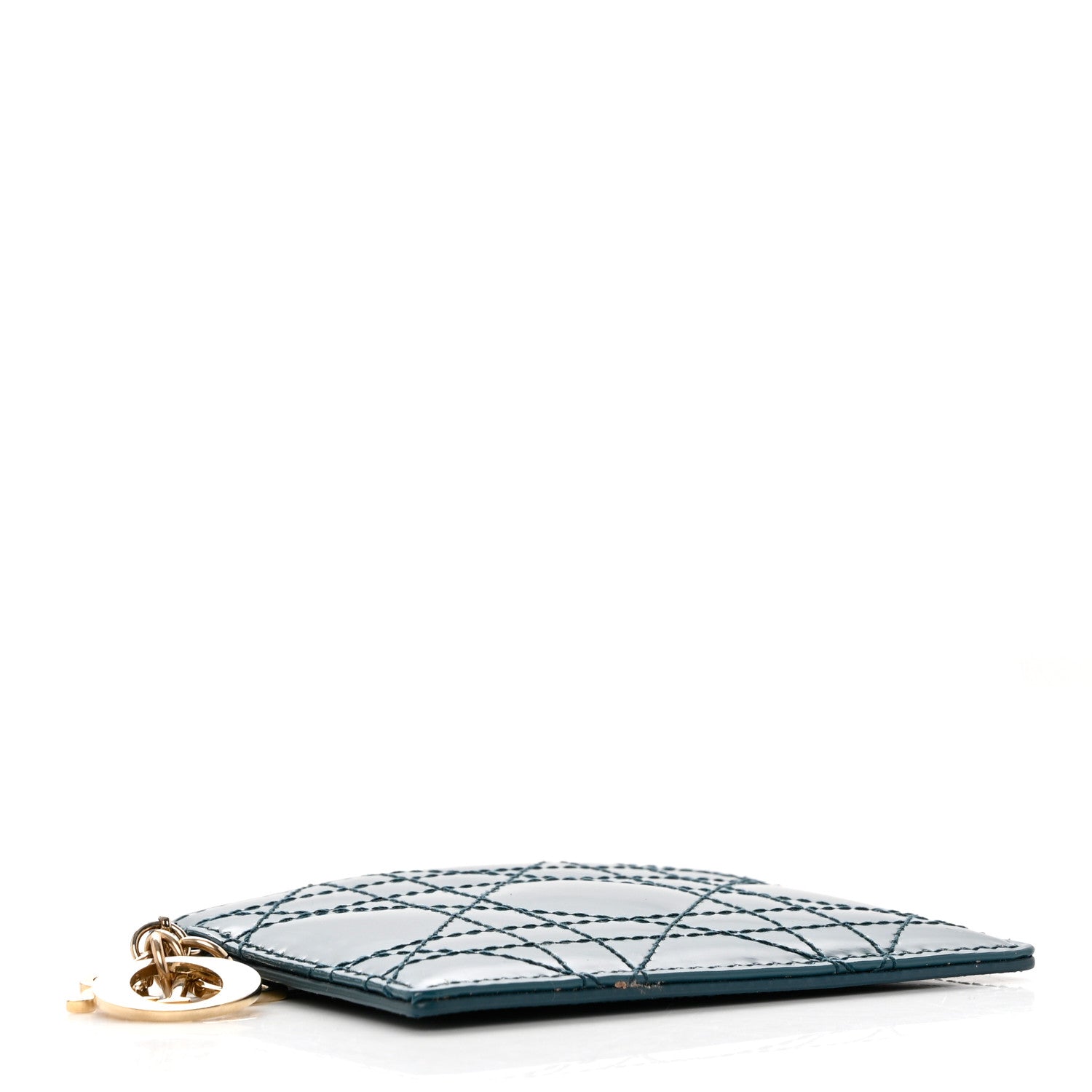 Christian Dior Patent Cannage Lady Dior Card Holder Turquoise 4 of 6