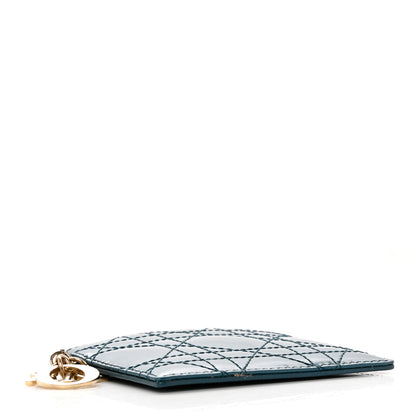 Christian Dior Patent Cannage Lady Dior Card Holder Turquoise 4 of 6