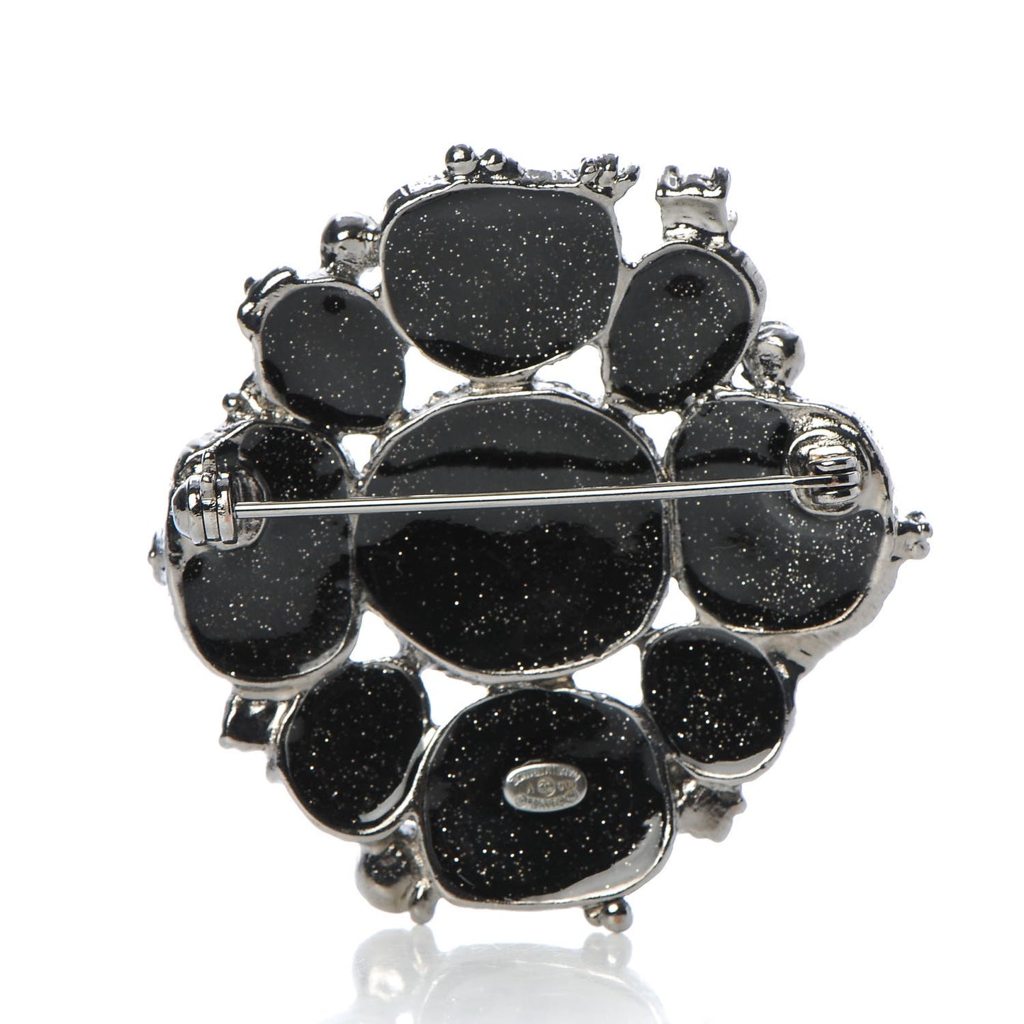 Glitter Enamel CC Brooch Black